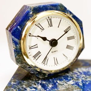 Reloj escritorio grande porta lapicero en lapislázuli