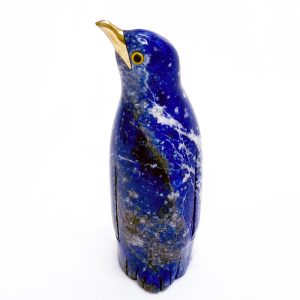 Figura pingüino en piedra lapislázuli y mármol blanco tamaño 9,0 cms aprox
